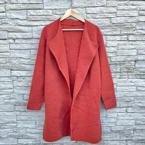 Rust Open Front Duster Cardigan | Long Sleeve Lightweight Sweater | Size L